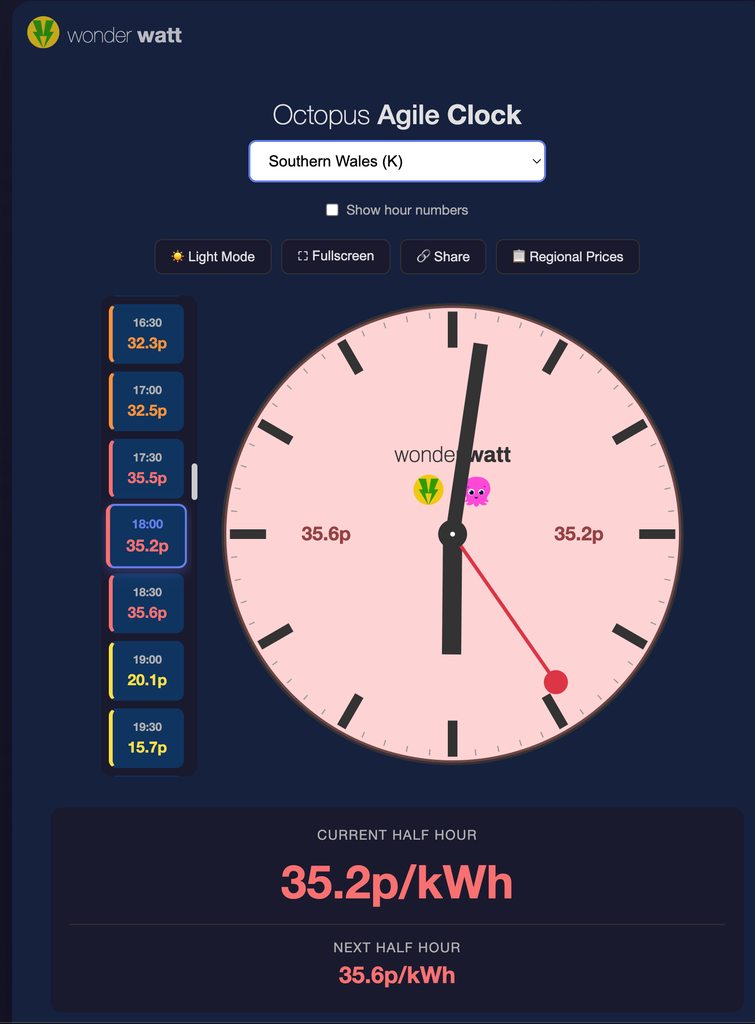 Agile price clock and today/tomorrow's Agile prices - Wonder Watt Community